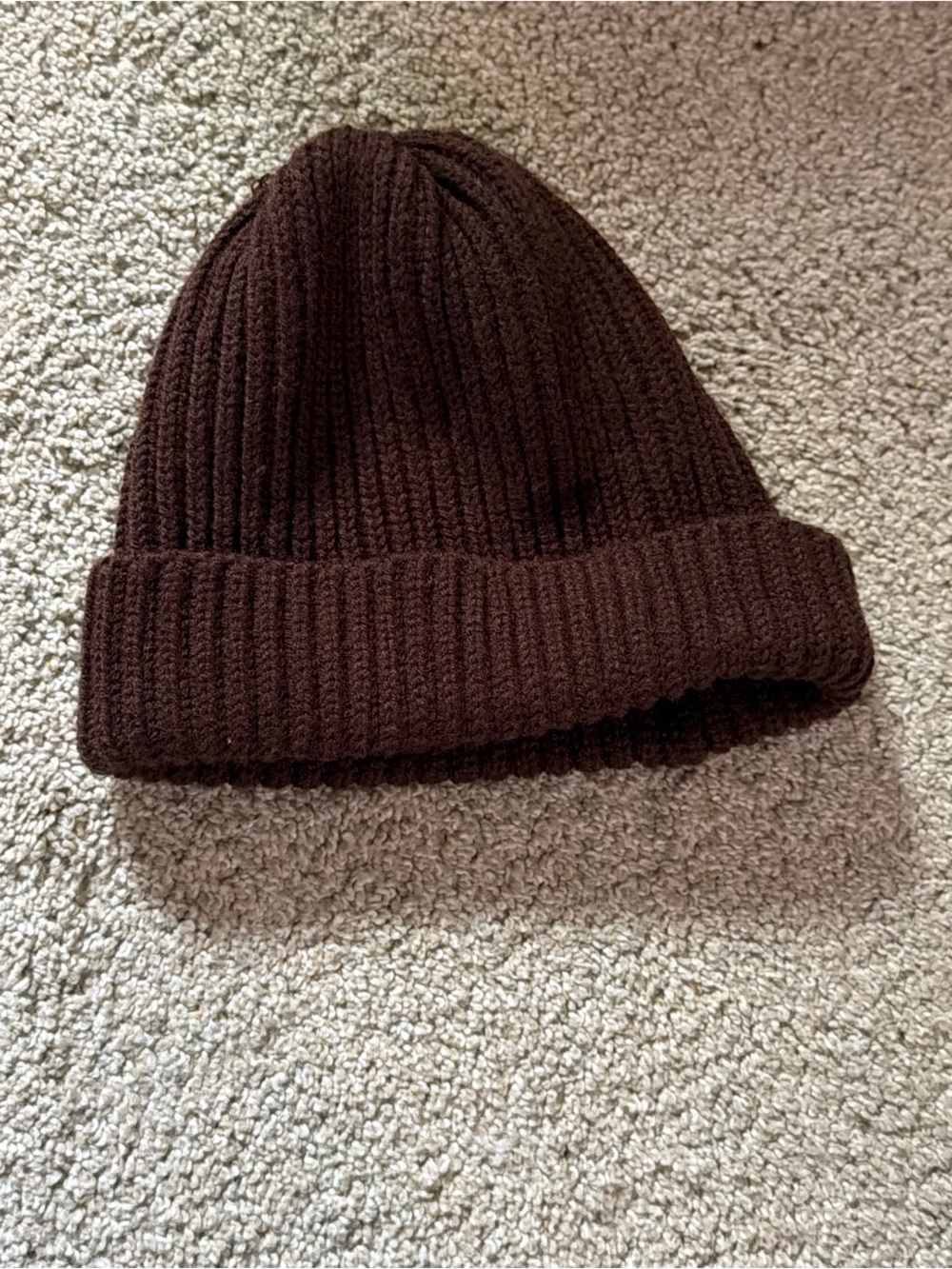 Ribbed Fold-Over Beanie - Dark Brown